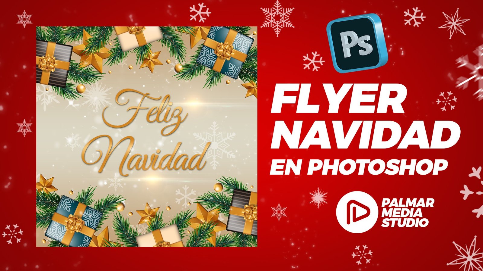 Photoshop Tutorial Cómo diseñar Flyer de Navidad en Photoshop Pinceles Copos de Nieve + PSD